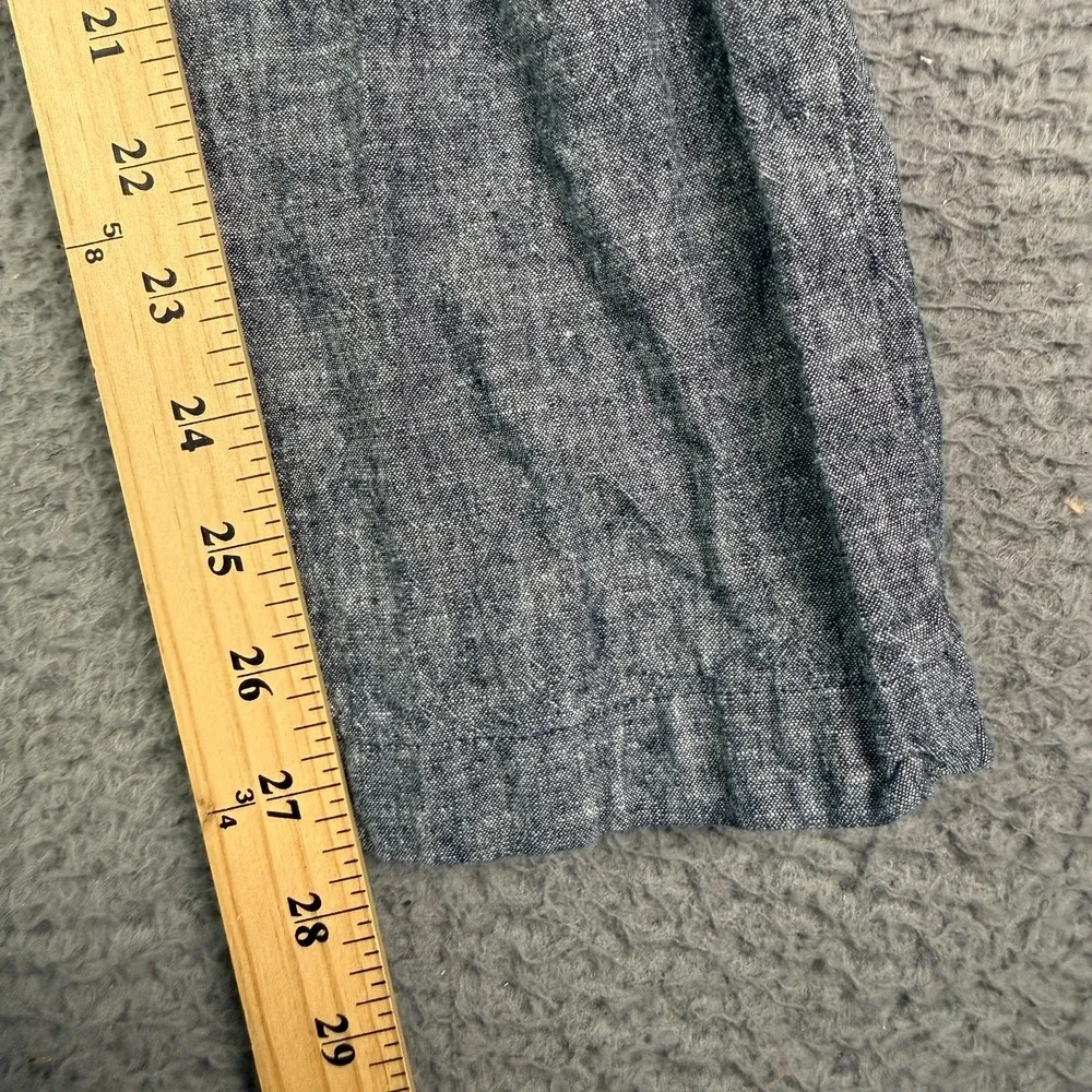 Banana Republic Linen Pants Mens 34x27 Blue Slim Tapered Drawstring Chino Beach